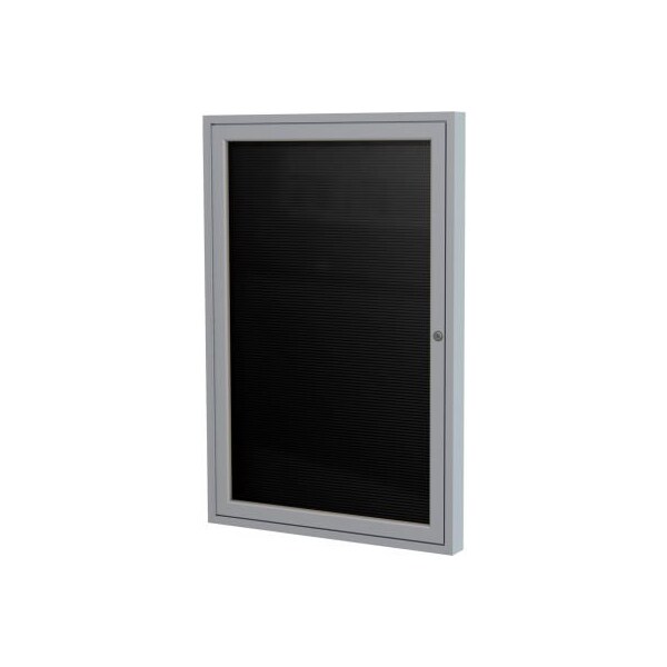 Ghent Enclosed Letter Board - Indoor - Flannel - Silver Frame - 24" W x 36" H - Black PA13624B-BK - main